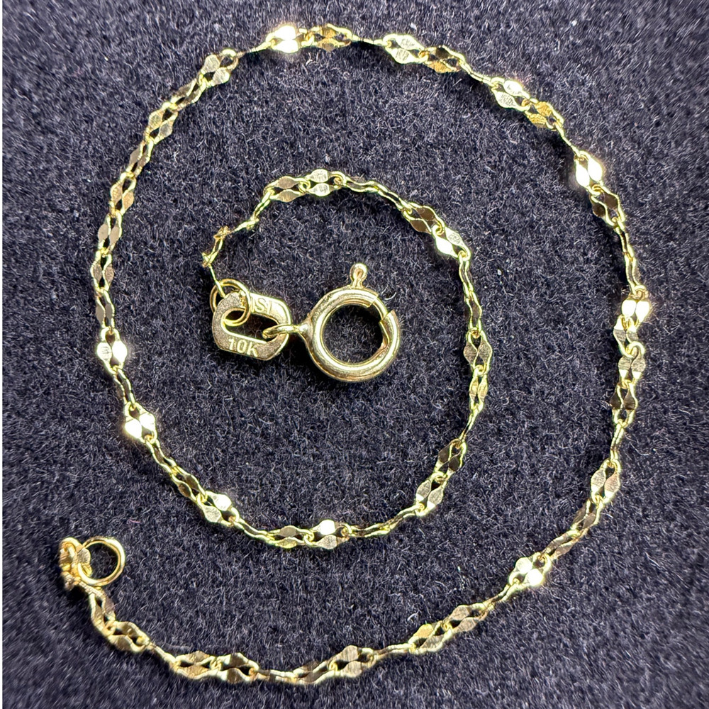 Solid 10k Yellow Italian Gold Mirror Link Bracelet 6.5" Long 1.5mm Wide